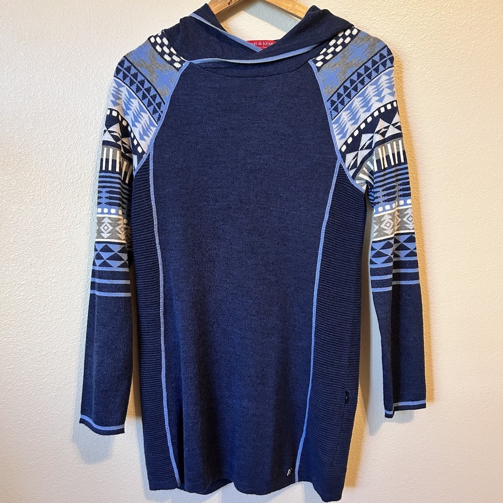 Krimson Klover Sweater Tunic Dress Small Fair Isle Ski Merino Wool Silk Blend